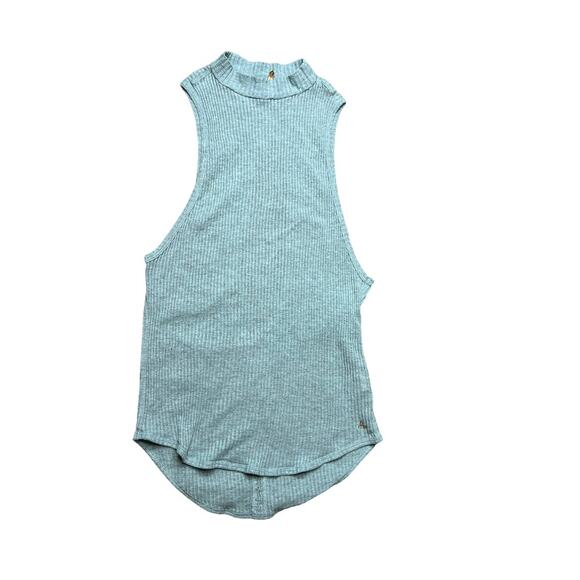 PrAna Alluring Mock Neck light blue ribbed tank with Keyhole back size large - Picture 1 of 4